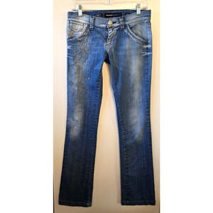 Vintage Y2K Miss Sixty Jeans 27 Low Rise Straight Blitz Embellished Italy Rare